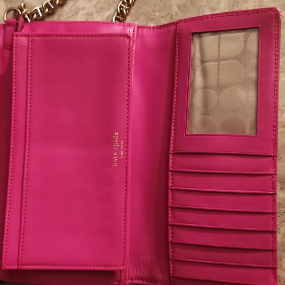 KATE SPADE GOLD/ PINK CLUTCH WITH GOLD CHAIN - Picture 5 of 8